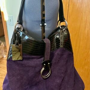 Purple and Black Suede Women's Bag